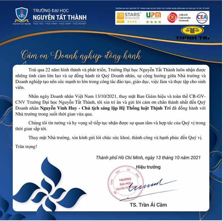   Thinh Tri Law group accompanies Nguyen Tat Thanh University