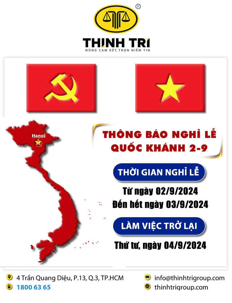 HỆ THỐNG LUẬT THỊNH TRÍ THÔNG BÁO NGHỈ LỄ QUỐC KHÁNH 02/9/2024