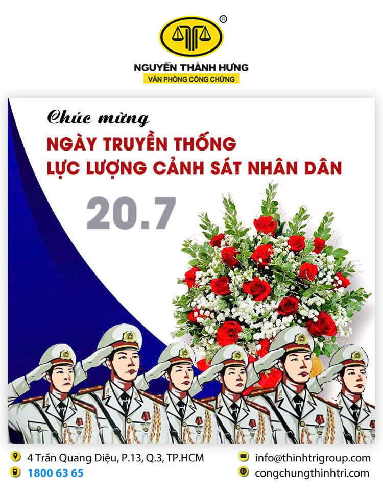 VĂN PHÒNG CÔNG CHỨNG NGUYỄN THÀNH HƯNG CHÚC MỪNG NGÀY TRUYỀN THỐNG LỰC LƯỢNG CẢNH SÁT NHÂN DÂN