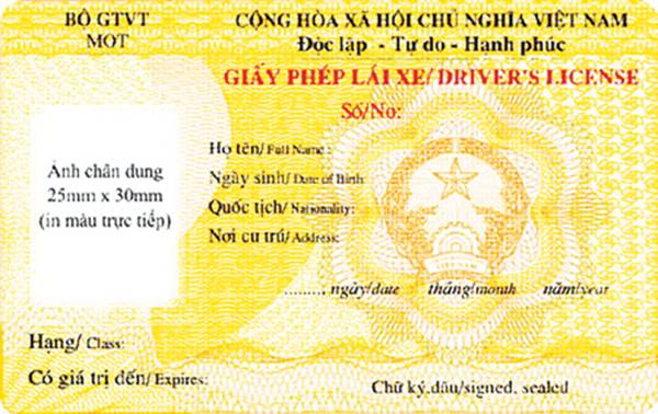mẫu giấy phép lái xe mới