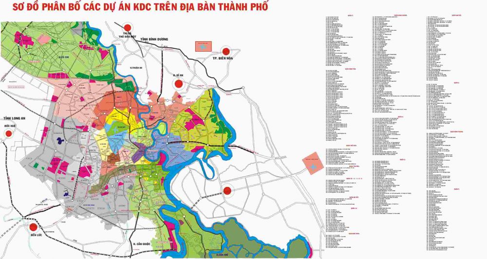 Bản đồ quy hoạch các dự án khu dân sư tại TP. Hồ Chí Minh