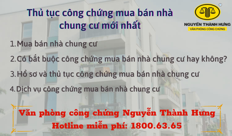 Thủ tục công chứng mua bán nhà chung cư mới nhất