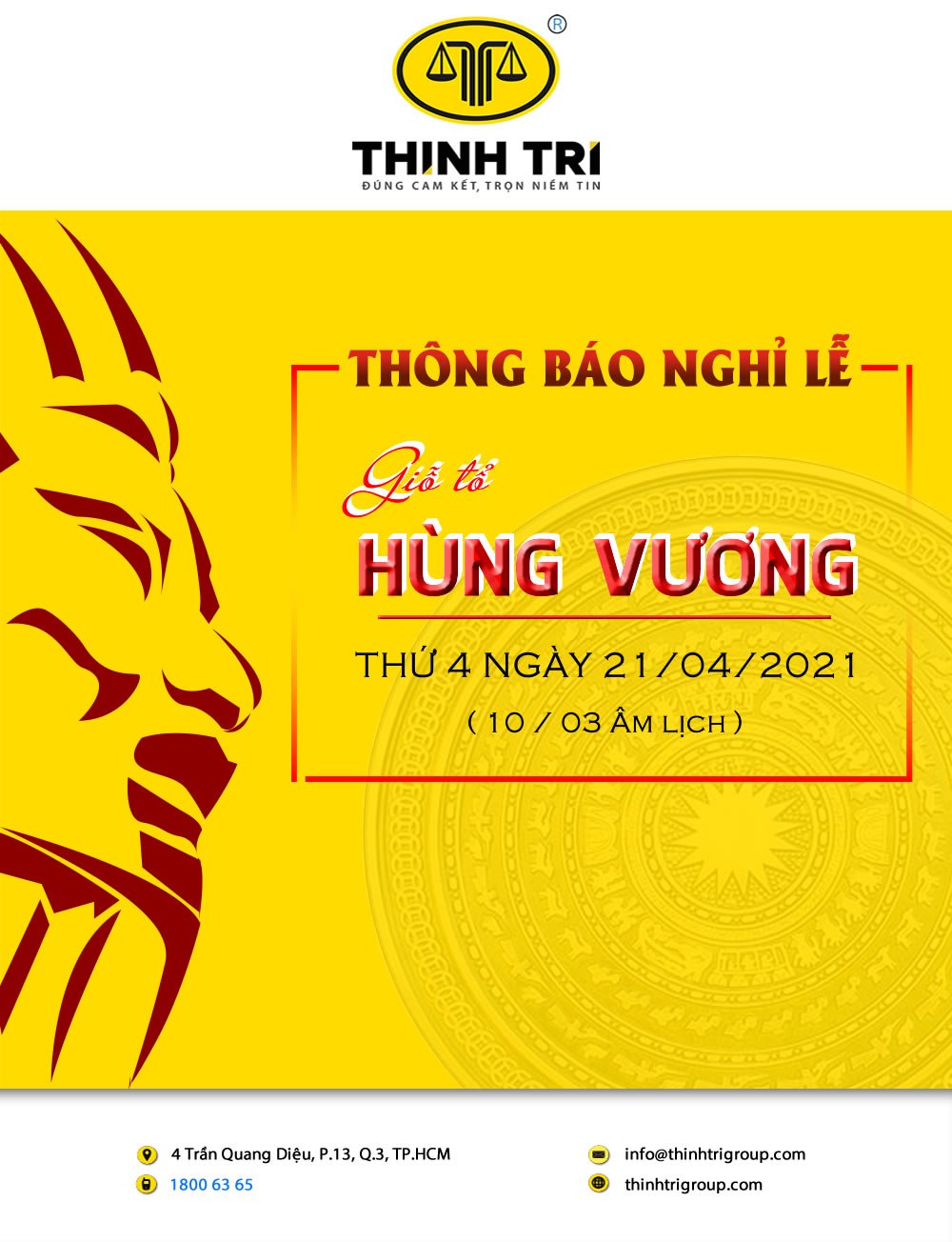 THI THI THI TRI LAW GROUP ANNOUNCES HUNG KINGS COMMEMORATION DAY (March 10, Lunar Calendar - Wednesday, April 21, 2021) )